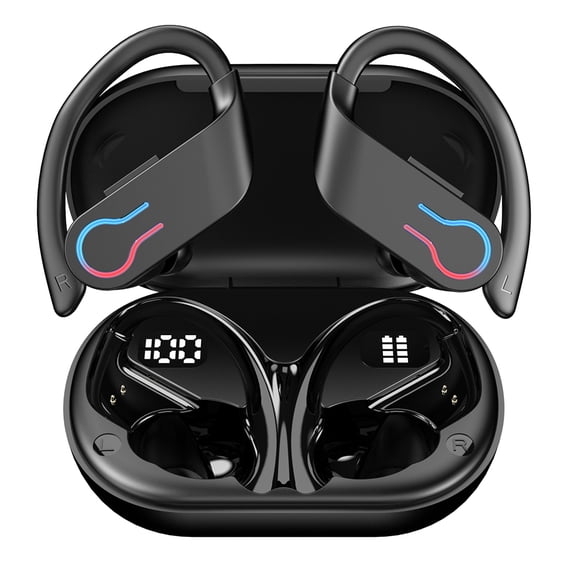 VTIN Sports Bluetooth 5.3 Earbuds - IPX7 Waterproof Ear Hooks, 60H Battery (Dual LED Display), HD Stereo, Clear Calls & One-Button Control for Workouts