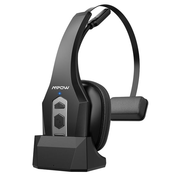 VTIN Trucker Bluetooth Headset with Dual ENC Noise Cancelling Mic, 60Hrs Talk Time, Charging Base & USB-C Charging, 50Ft Range, Mute Button, IPX5 Waterproof for Truckers Home Office Zoom