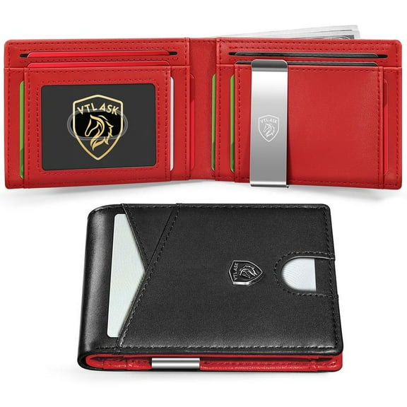 VTLASK Men's Ultra-thin RFID Anti-theft Leather Wallet with 11 Card Slots & Large Capacity Green Travel Wallet for  wallet men green card holders travel chocolate purse     wallet mens wallet wallet