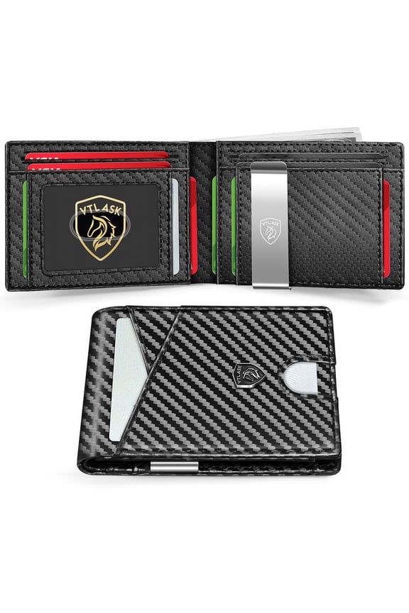 VTLASK Men's Ultra-thin RFID Anti-theft Leather Wallet with 11 Card Slots & Large Capacity Green Travel Wallet for wallet men green card holders travel chocolate purse wallet mens wallet wallet