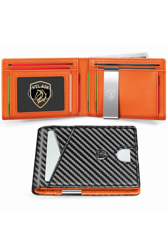 VTLASK Men's Ultra-thin RFID Anti-theft Leather Wallet with 11 Card Slots & Large Capacity Green Travel Wallet for  wallet men green card holders travel chocolate purse     wallet mens wallet wallet