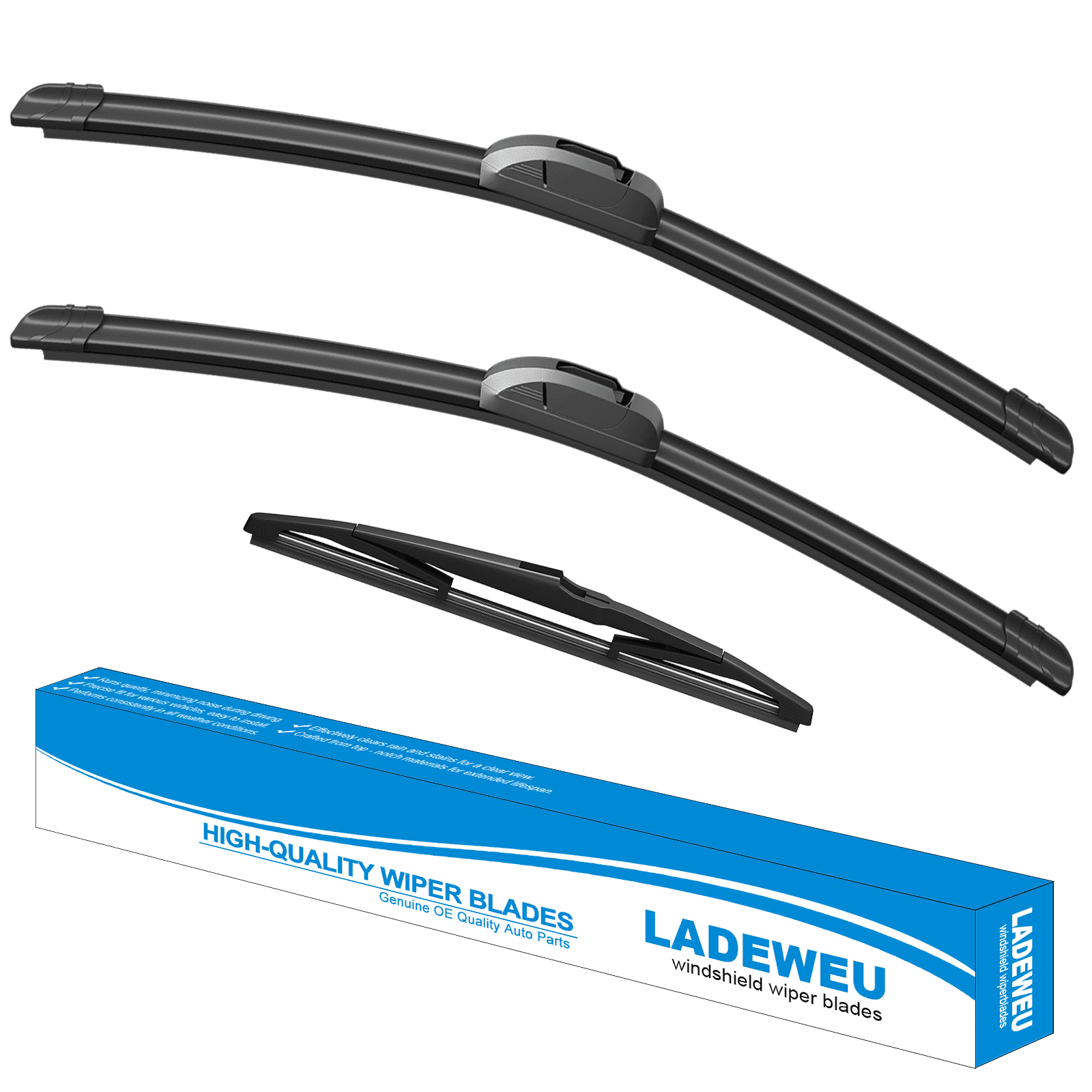 LADEWEU® 3 Wipers 26"+16"+11" for Hyundai Santa Fe 2019-2023 Kia Sportage 2017-2022 All Weather Original Equipment Replacement Front with Rear Windshield Wiper Blades Set(Pack of 3)