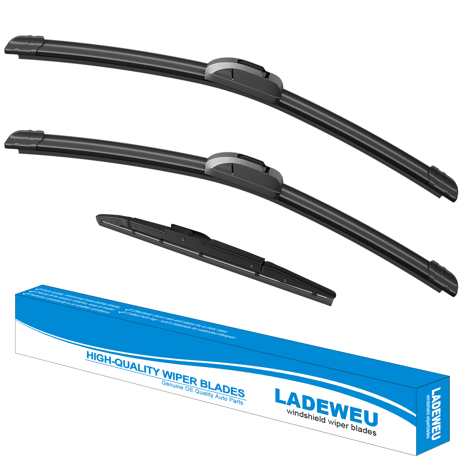 LADEWEU® 3 Wipers 26"+16"+13" for Honda CR-V 2012-2016 All Weather Original Equipment Replacement Front with Rear Windshield Wiper Blades Set(Pack of 3)