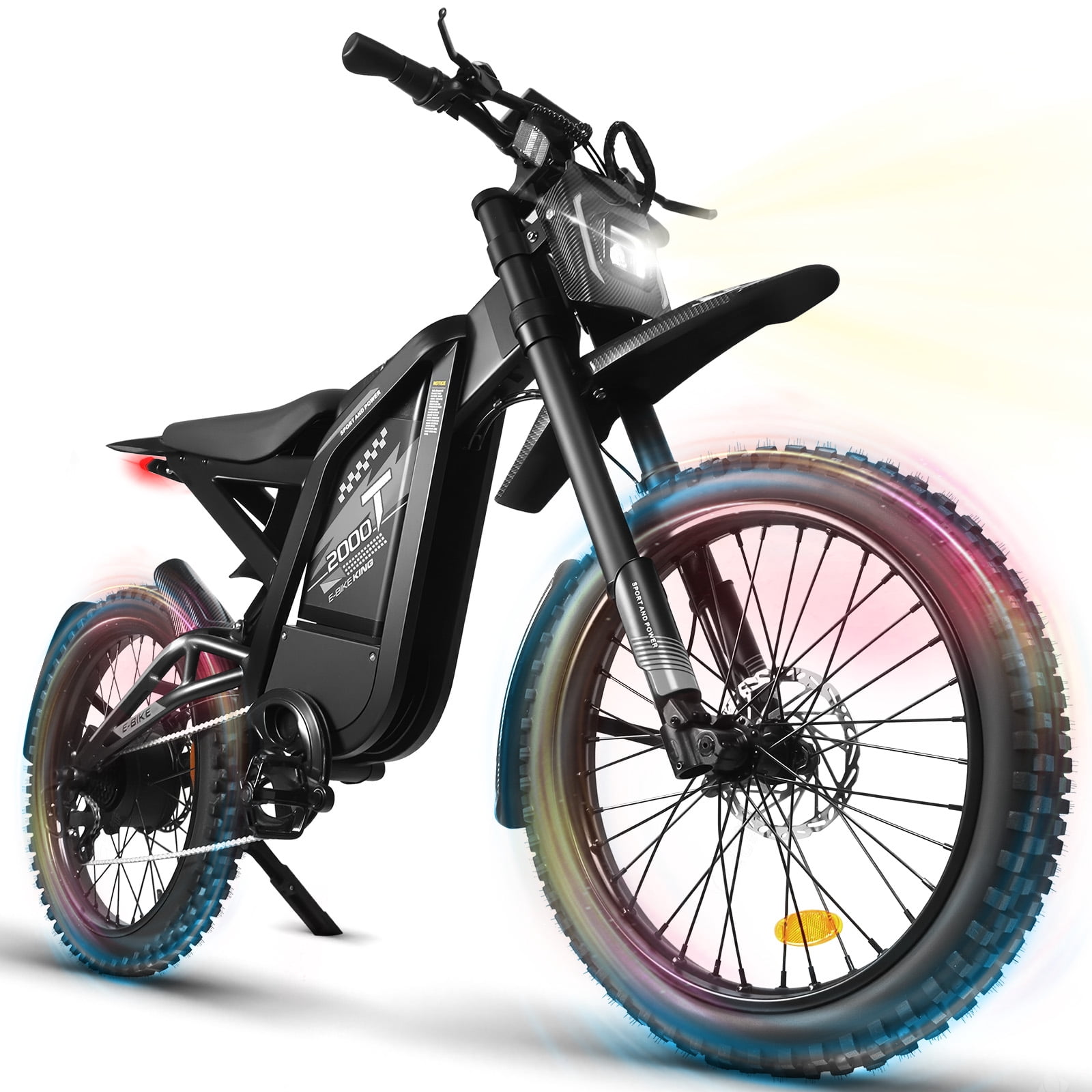 VTOKW T2000 Electric Dirt Bike for Adults,3000W Peak Electric Bike,48V 30Ah Battery,37MPH/85+Miles Electric Motorcycles,24" Fat Tire E Dirtbike,Dual Hydraulic Brakes Mountain Bike,E Dirt Bike UL2849