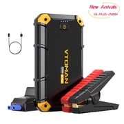 VTOMAN 2500A Car Jump Starter, Portable Battery Booster for 12V Vehicles 6.0L Gas/4.0L Diesel, 10000mAh Fast Charging & Jumper Cables, V6 Plus