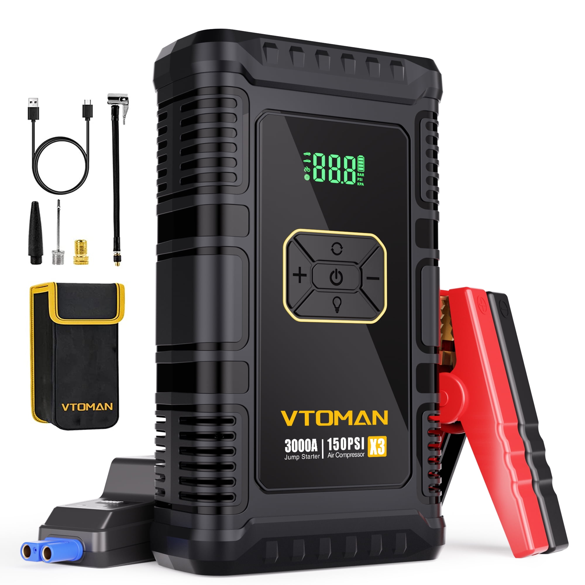 VTOMAN 3000A Car Jump Starter with Air Compressor（for 8.5L Gas or 6.0L ...