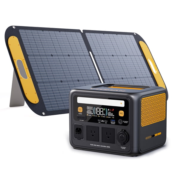 VTOMAN Jump 600X Portable Power Station, 268.8Wh LiFePO4 Solar Generator with 110W Panel, 600W/1200W Pure Sine Wave, Fast Charging for Camping, RV, Emergency