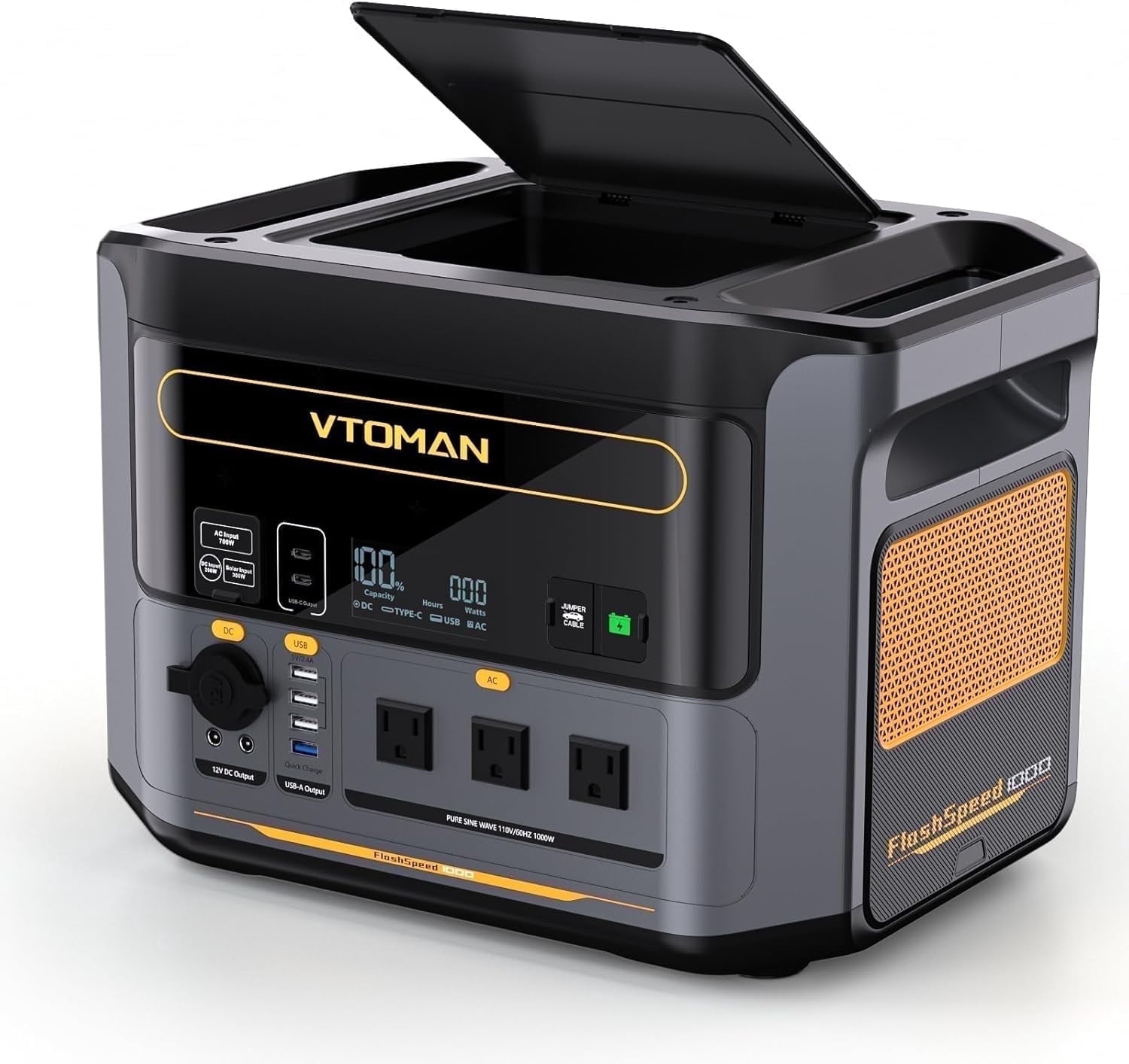 VTOMAN FlashSpeed 1000 Power Station, 828Wh LiFePO4 Battery, 1000W Output, for Home Backup and Outdoor Use