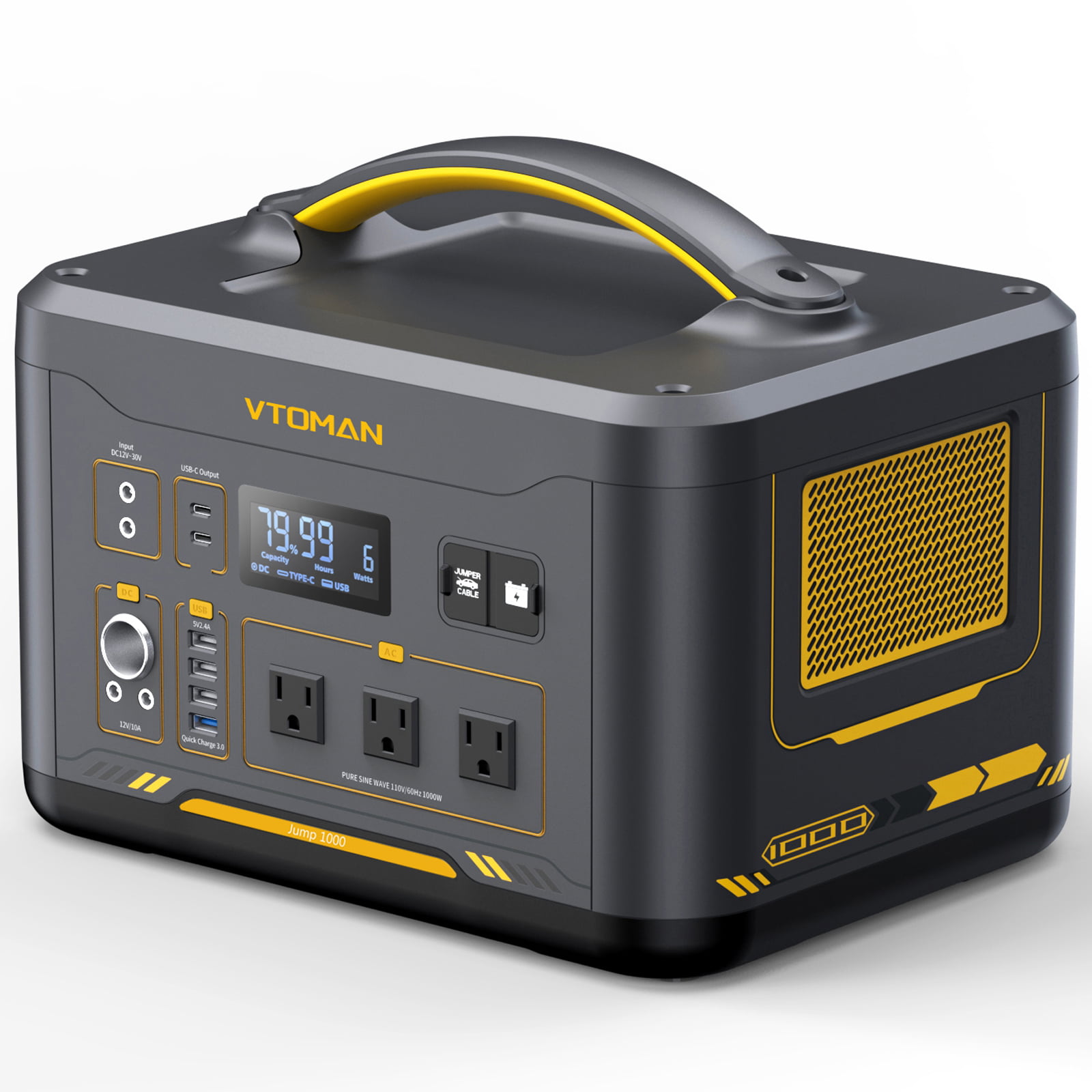VTOMAN Jump 1000W 1408Wh Portable Power Station Solar Generator with 1000 continuous, 2000W peak AC output