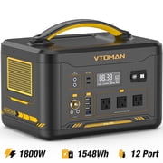 VTOMAN Jump 1800 Portable Power Station,1548Wh LiFePO4 Battery,1800W Solar Generator for Heater,Home&Camping Backup,Power Outages,RvsNo Solar Panel