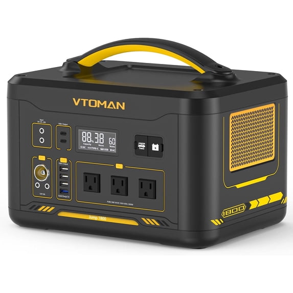 VTOMAN Jump 1800 Portable Power Station,1548Wh LiFePO4 Battery,1800W Solar Generator for Heater,Home&Camping Backup,Power Outages,Rvs(No Solar Panel)