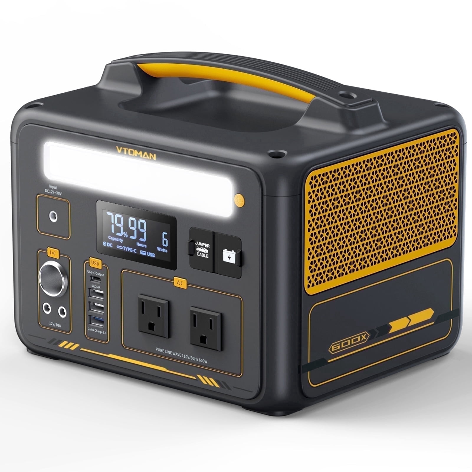 VTOMANポータブル電源600X 299Wh AC(定格600W VTOMAN Jump 600X Portable Power Station, 600W Indoor Solar