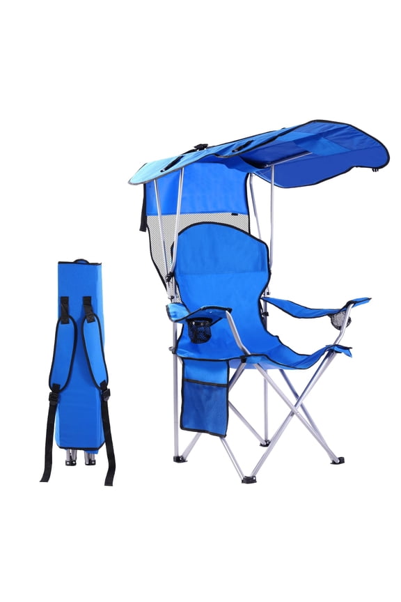 Camping Chair with Canopy Portable Camping Chairs with Shade for Outside Folding Beach Chairs with Shade for Adults(Blue)