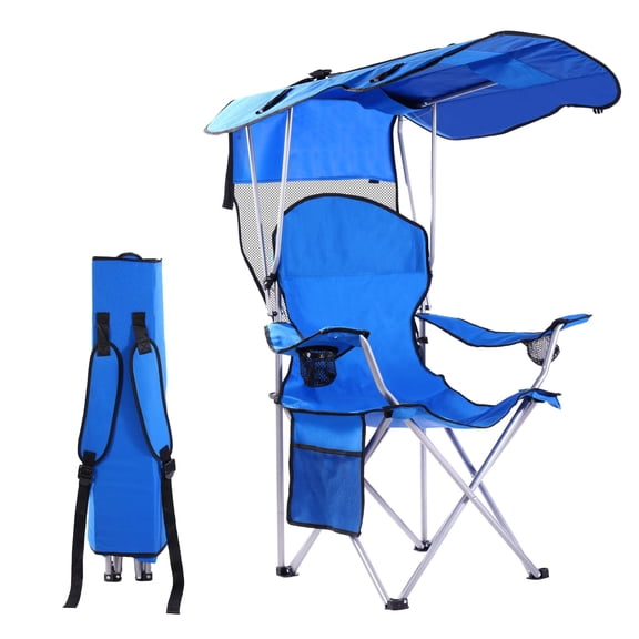 VTOY Camping Chair with Canopy Portable Camping Chairs with Shade for Outside Folding Beach Chairs with Shade for Adults(Blue)
