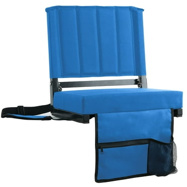 VTOY Stadium Seat for Bleachers with Padded Cushion Foldable Stadium Chairs Includes Shoulder Strap and Cup Holder-Blue