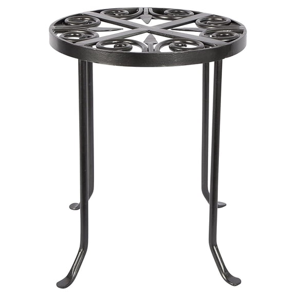 VTT-01 Round Trivet Wrought Iron Plant Stand, Graphite