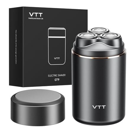 VTT Electric Razor for Men, Wet & Dry Cordless Shaver, IPX6 Waterproof, 3-Head Floating Blades for Gentle Shaving on Sensitive Skin, USB Rechargeable Compact Travel Shaver, Gift for Men