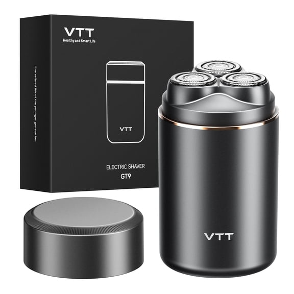 VTT Electric Razor for Men, Wet & Dry Cordless Shaver, IPX6 Waterproof, 3-Head Floating Blades for Gentle Shaving on Sensitive Skin, USB Rechargeable Compact Travel Shaver, Gift for Men