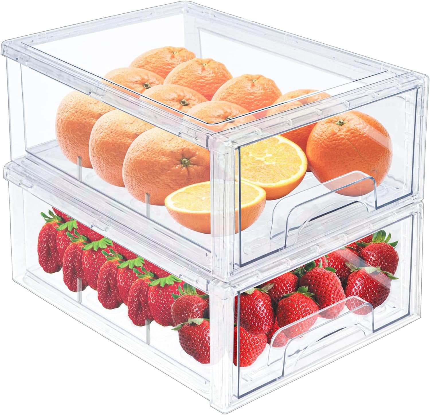 VTUBUON 2Pack Clear Fridge Drawers Pull Out Stackable Refrigerator ...