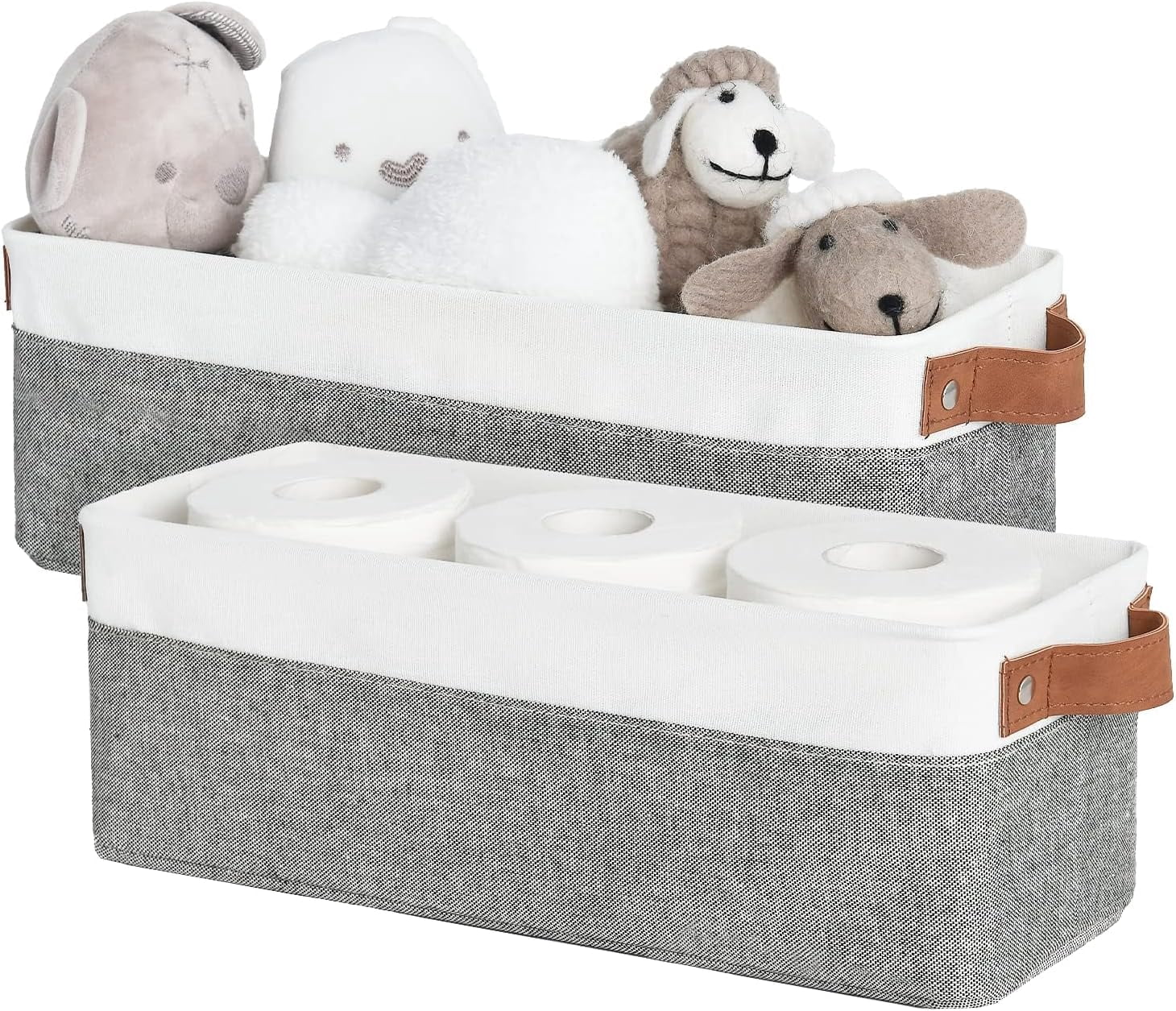 View of VTUBUON Narrow Storage Bins Small Basket for Closet and Shelves Fabric ...