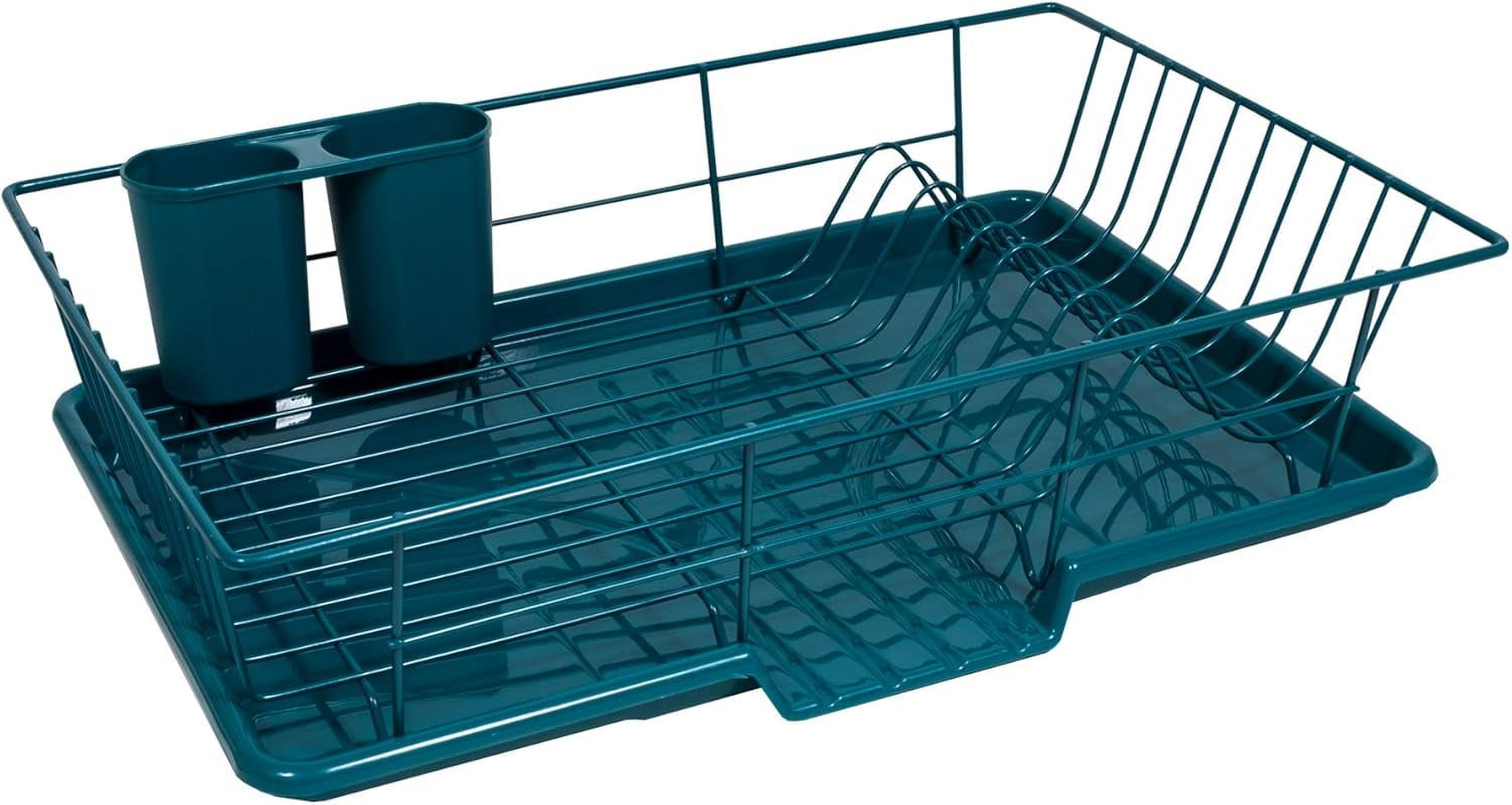 Drain Rack Set VTUBUON Space-Saving 3-Piece Dish Drainer Rack Set with Cutlery Holder ...
