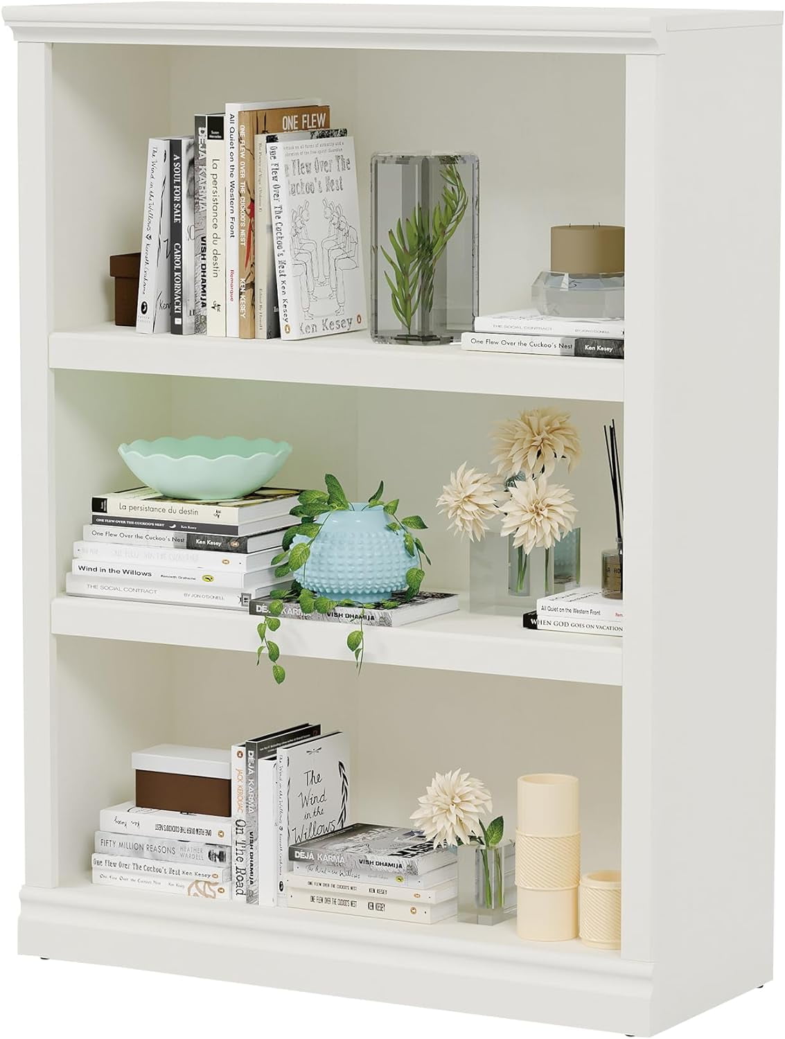 VTUIVBH 70 in Tall Bookcase White Bookshelf Open Storage 5-Tier Shelves ...