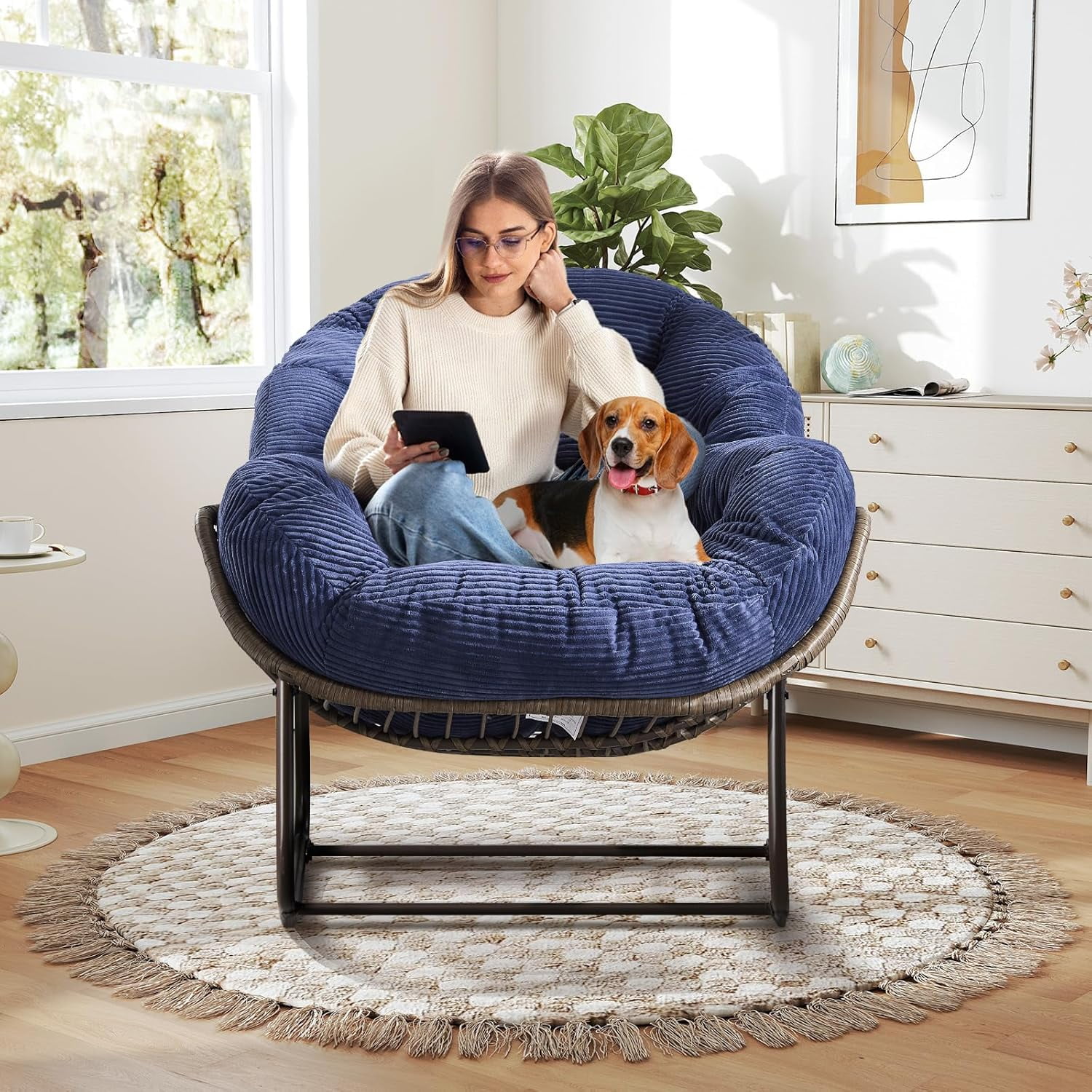 VTUIVBH Large Indoor Outdoor Rocking Chair Oversized Rocking Papasan ...