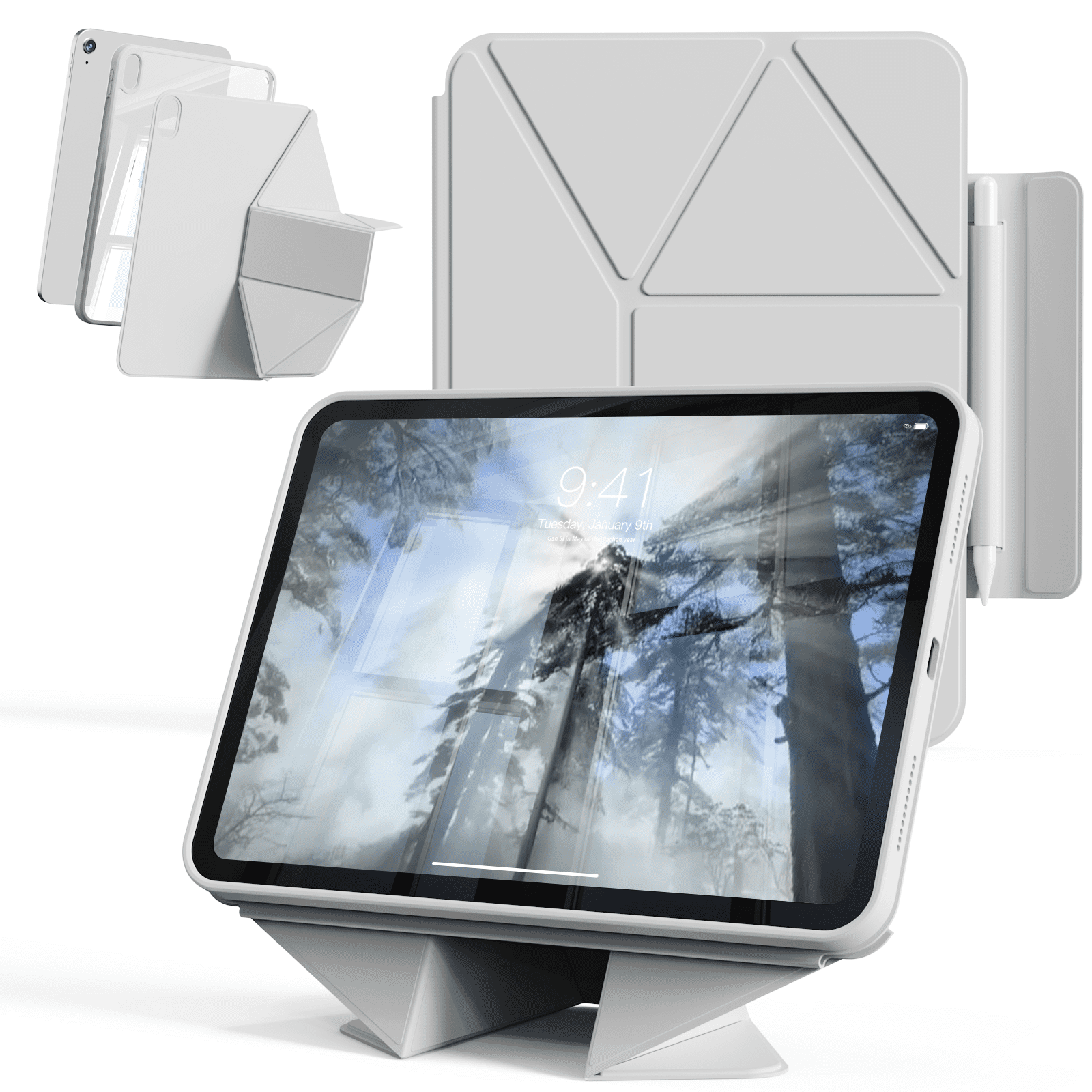 KVTVOU Case for iPad (A16) 11th Generation 11 Inch 2025, iPad 10th Generation 10.9 inch 2022 with Pencil Holder, Auto Wake-Sleep,Clear Acrylic Back Shell, Magnetic attraction increases,Gray