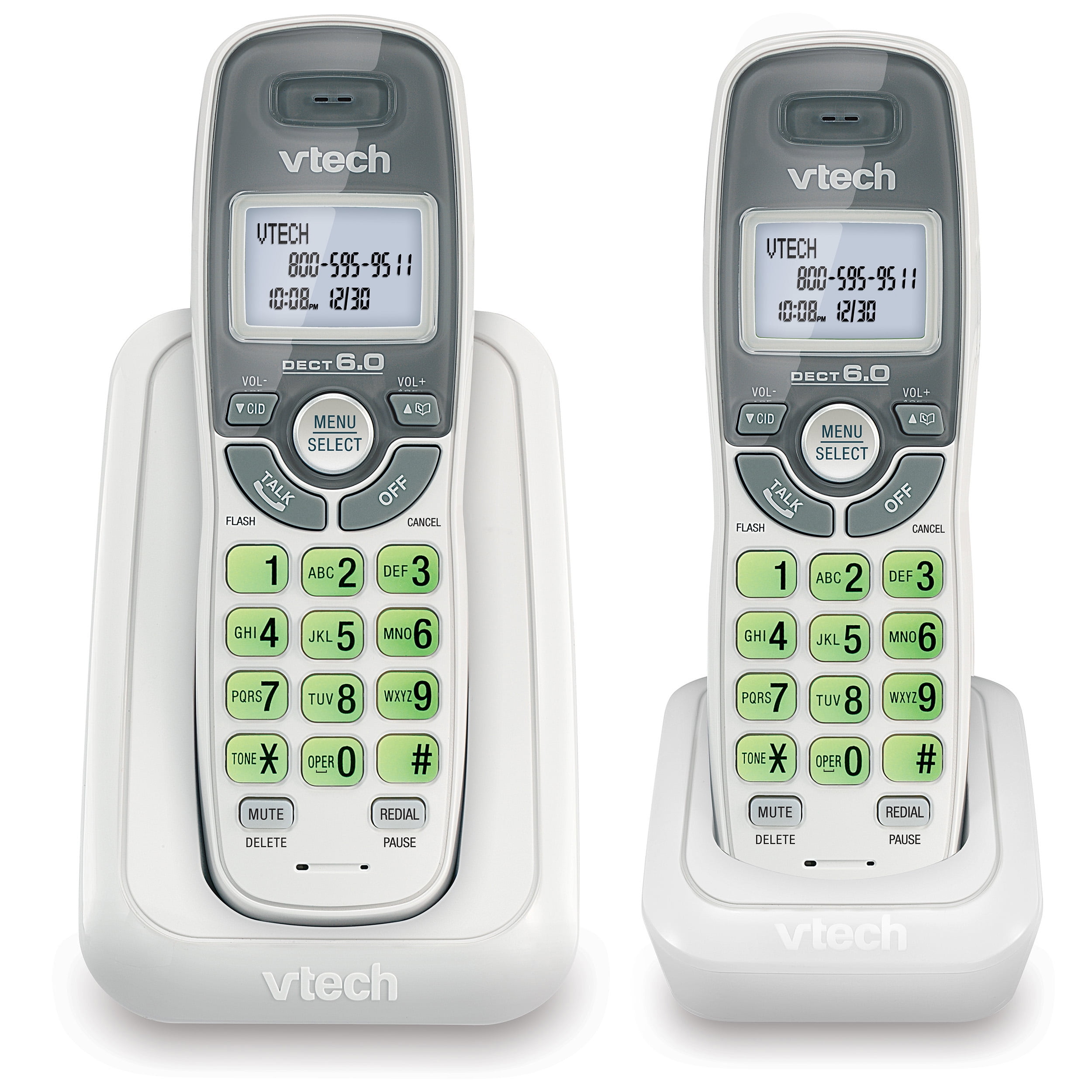 VTech 2 Handset DECT 6.0 Cordless Phone with Caller ID/Call Waiting, CS6114-2 (White)
