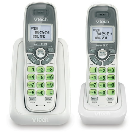 VTech 2 Handset DECT 6.0 Cordless Phone with Caller ID/Call Waiting, CS6114-2 (White)