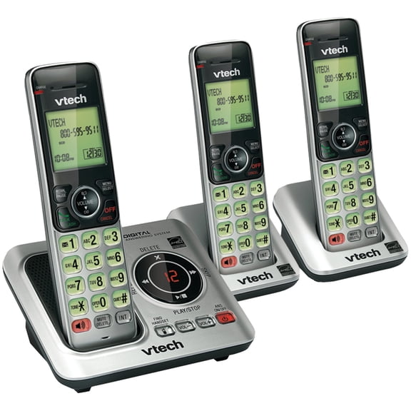 VTech 3 Handset Cordless Pone with Answering System, CS6629-3 | 2-Pack