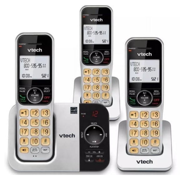 Pre-Owned VTech 3 Handset DECT 6.0 Expandable Cordless Phone with Answering System CS5329-3