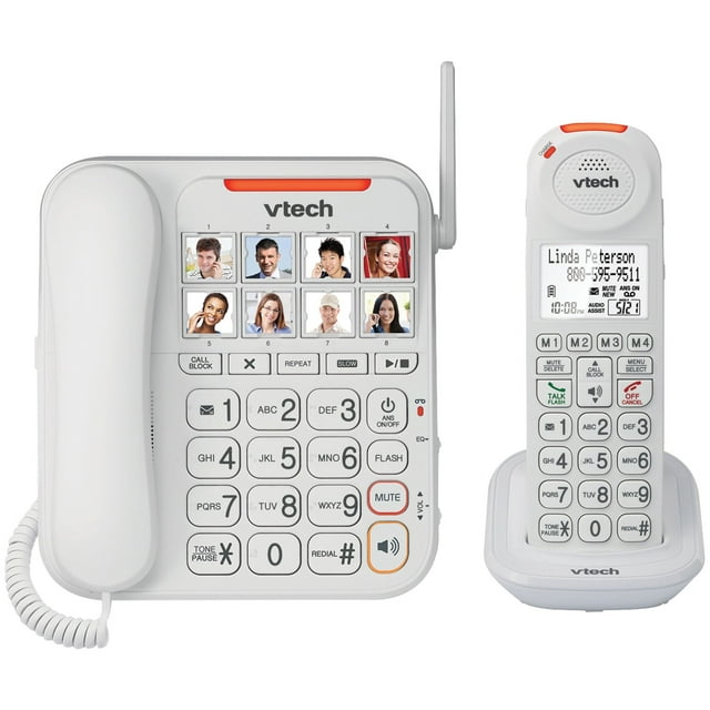 VTech Amplified Corded/Cordless Answering System with Big Buttons & Display, VTSN5147