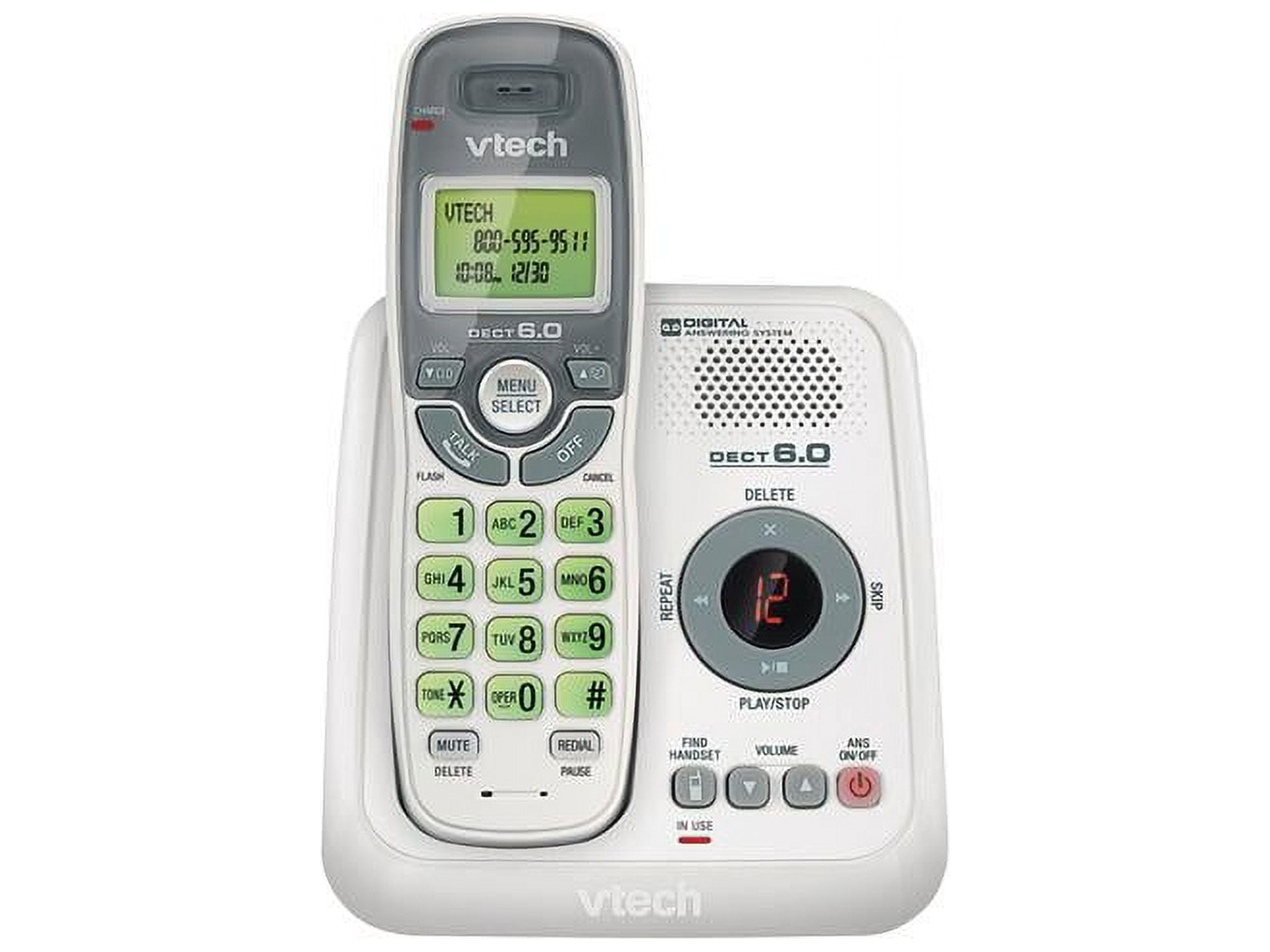 VTech CS6124 DECT 6.0 Cordless Phone with Answering System and Caller  ID/Call Waiting, White