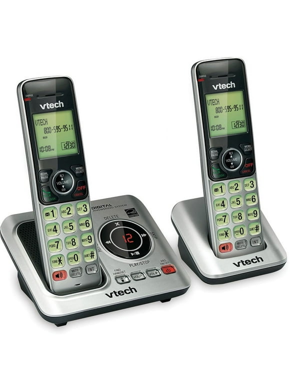 VTech CS6629-2 DECT 6.0 Expandable Cordless Phone with Answering System and Caller ID/Call Waiting, Silver with 2 Handsets - Cordless - 1 x Phone Line - 2 x Handset - Speakerphone - Answering Machine