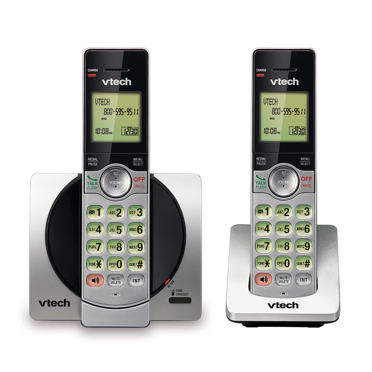 VTech CS6919-2 DECT 6.0 Cordless Phone with Caller ID and Handset Speakerphone, 2 Handsets, Silver/Black - image 1 of 4