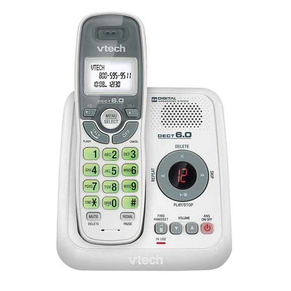 VTech 1-Handset DECT 6.0 Cordless Phone System for Landline, Digital Answering System, Caller ID/Call Waiting, and Backlit Keypad/Display