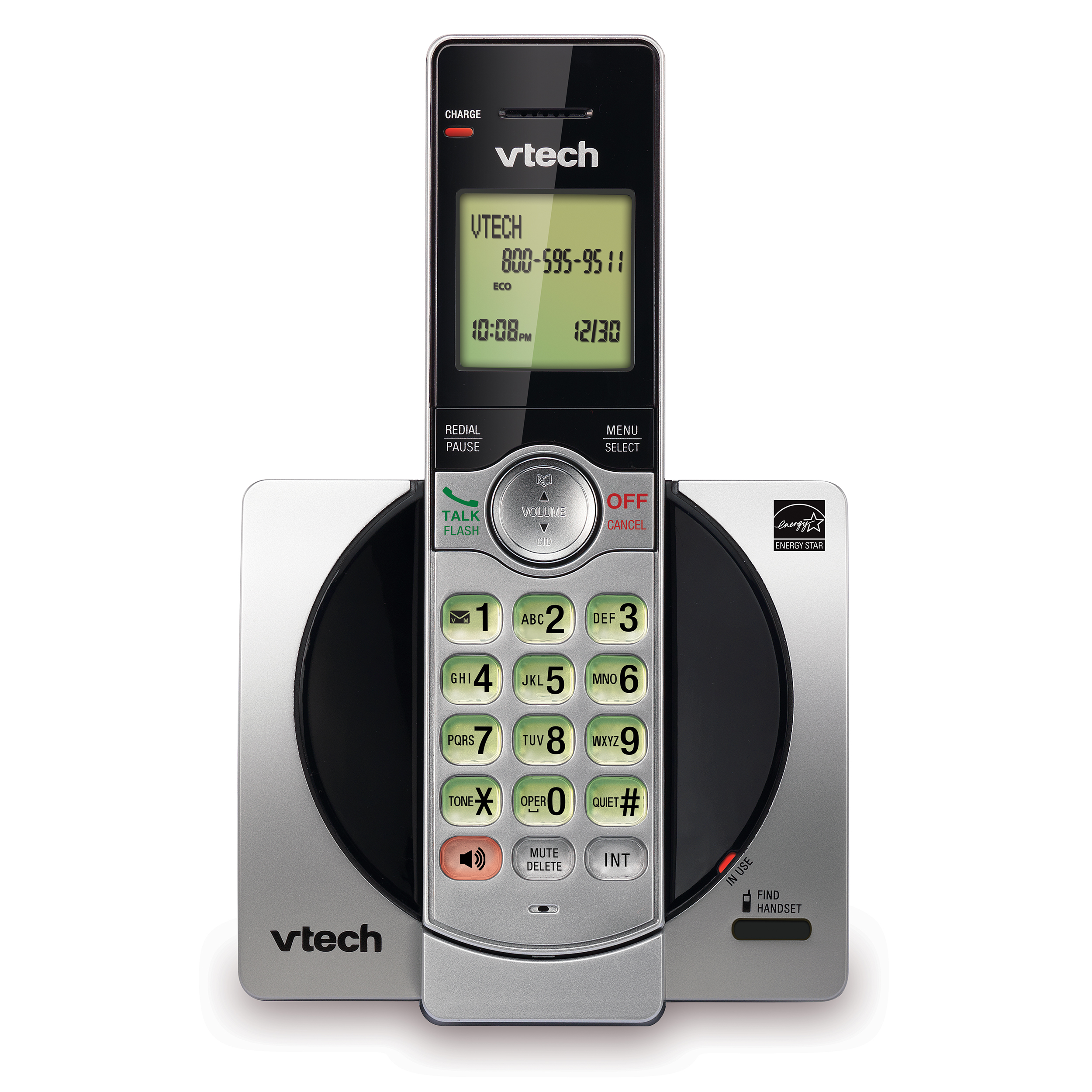 VTech DECT 6.0 Expandable Cordless Phone with Call Block, CS6919 (Silver & Black) - image 1 of 3