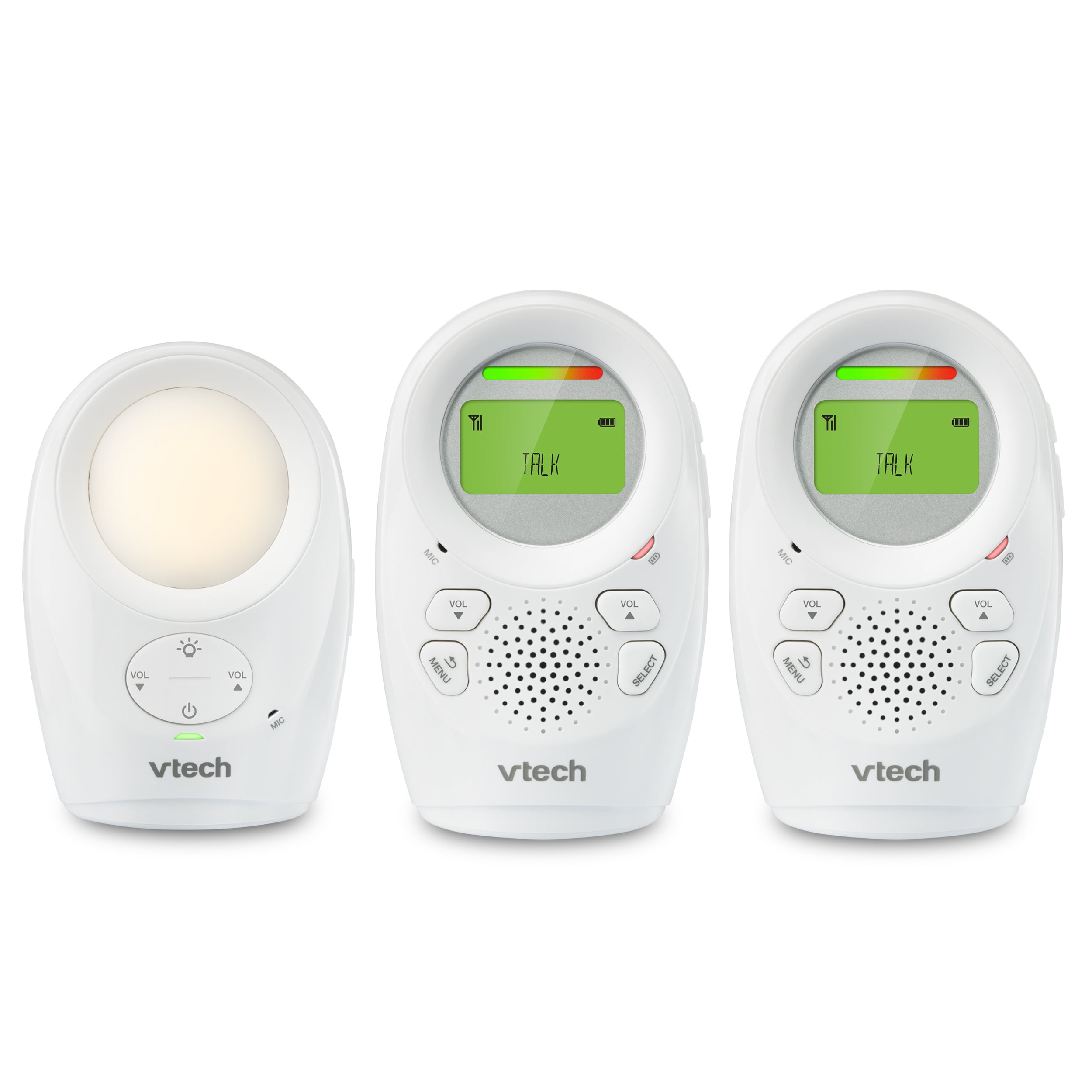 Nævne Rådne angreb VTech DM1211-2 Enhanced Range Digital Audio Baby Monitor with Night Light,  2 Parent Units, Silver and White - Walmart.com