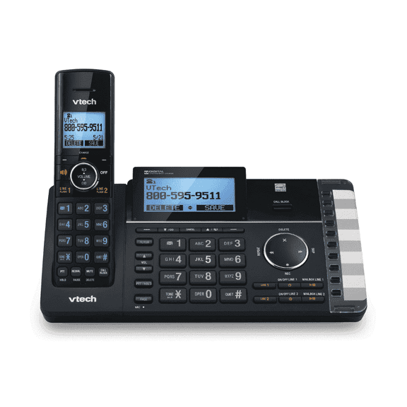 VTech DS6251 DECT 6.0 2-Line Cordless Phone System with Digital Answering, Black