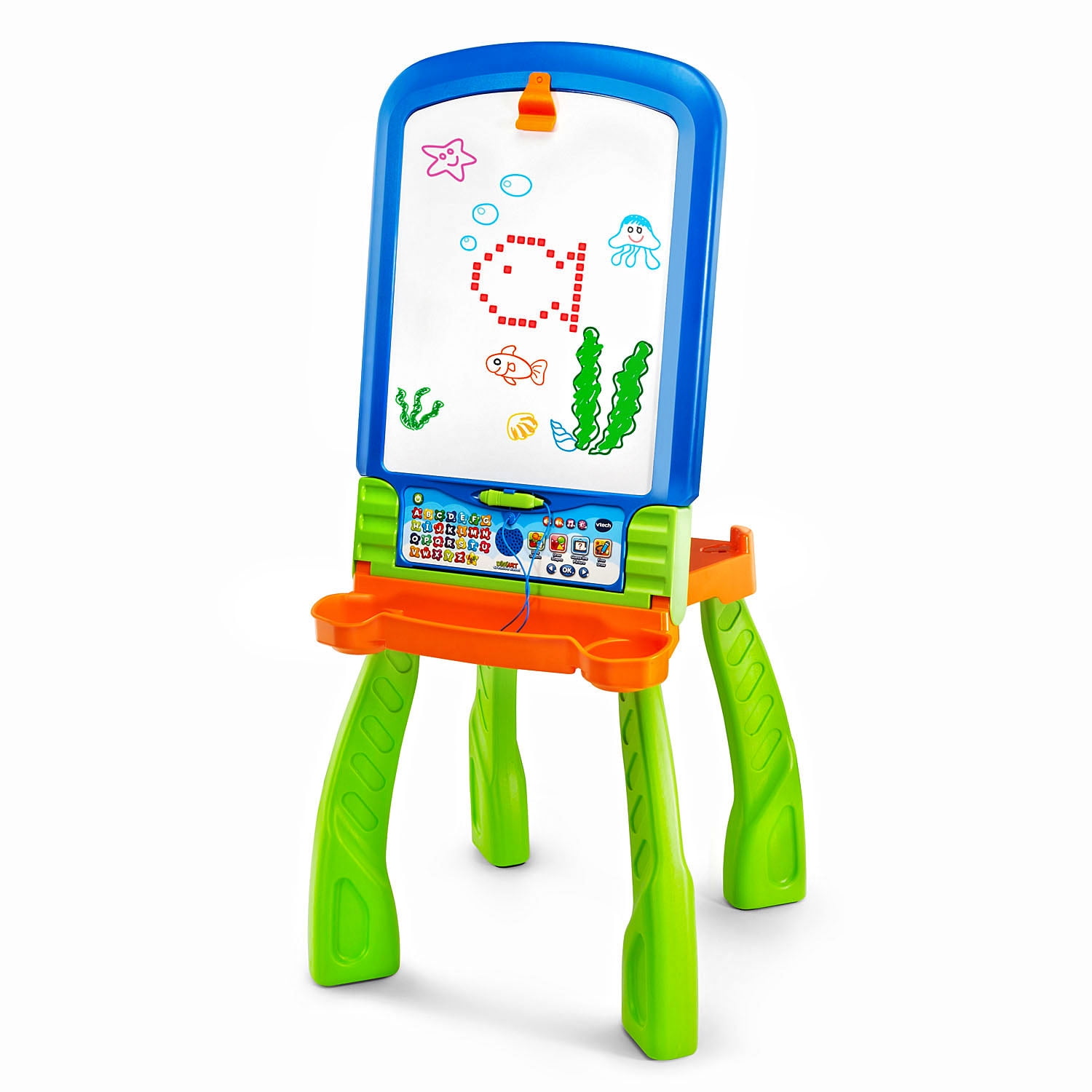 Colorations® Tabletop Easel featuring magnetic dry erase board, chalkboard  and clips to hold paper