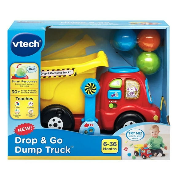 VTech, Drop and Go Dump Truck, Toddler Toy, Construction Toy