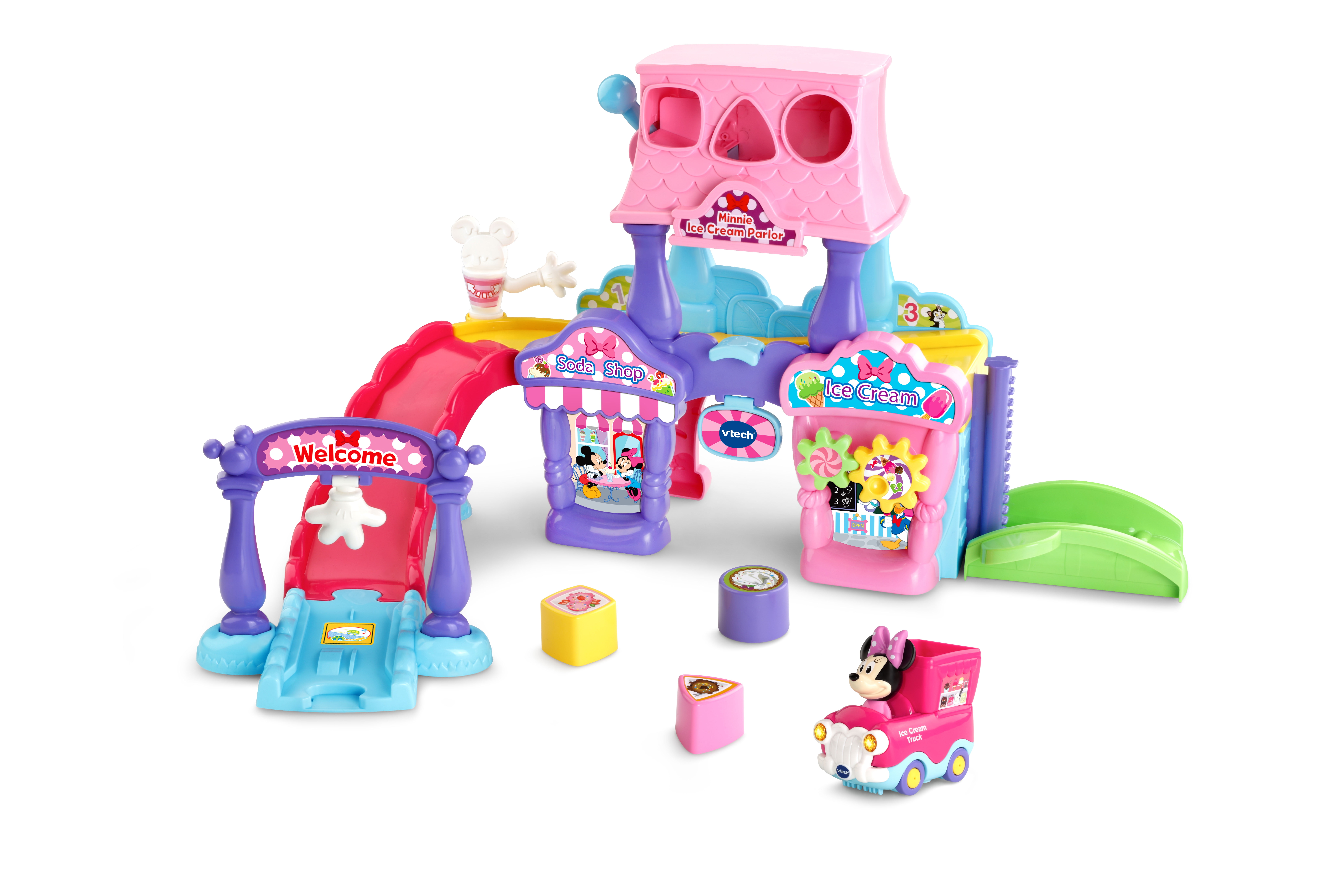 vtech ヴイテック　ミニカー　アラウンドタウン　アイスクリーム　カフェ VTech Go! Go! Smart Wheels Disney Minnie Mouse Ice Cream Parlor