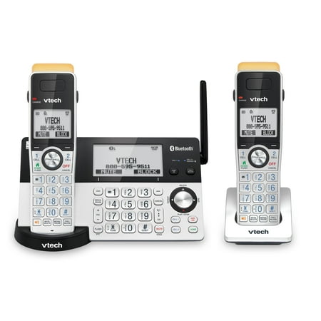 VTech IS8151-2 Super Long Range 2 Handset DECT 6.0 Cordless Phone for Home with Answering Machine, 2300 ft Range, Call Blocking, Bluetooth, Headset Jack, Power Backup, Intercom, Expandable to 12 HS