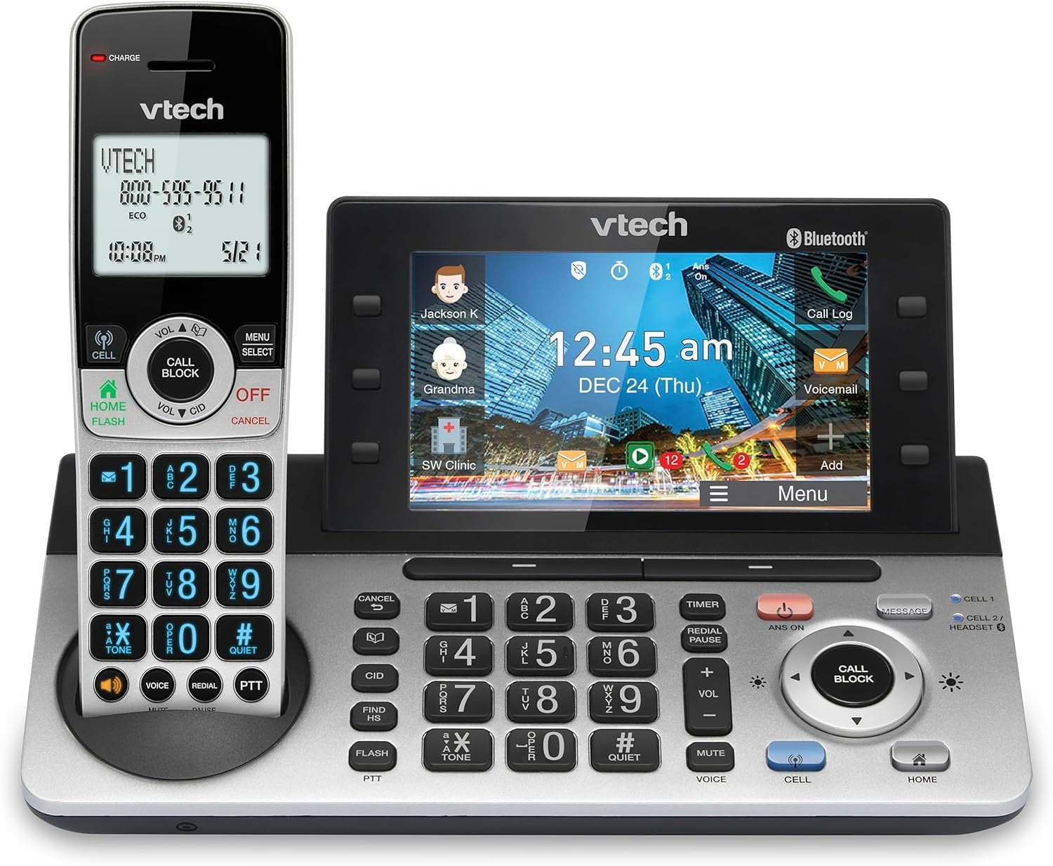 VTech IS8251 Business Grade Expandable Cordless Phone for Home Office, 5" Color Display, Programmable Short Cut Keys, Smart Call Blocking, Answering System, Bluetooth Connect to Cell