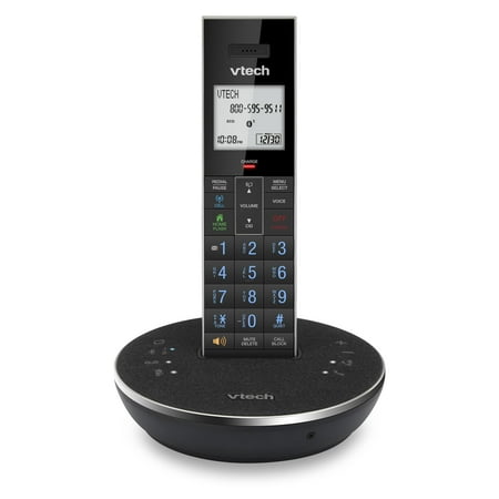 VTech LS6381 DECT 6.0 Cordless Phone with Bluetooth Speaker, Echo Cancellation, Noise Reduction, Music Streaming, Landline Phone with Answering Machine Easy to Read Smart Call Blocker Cordless Phone w
