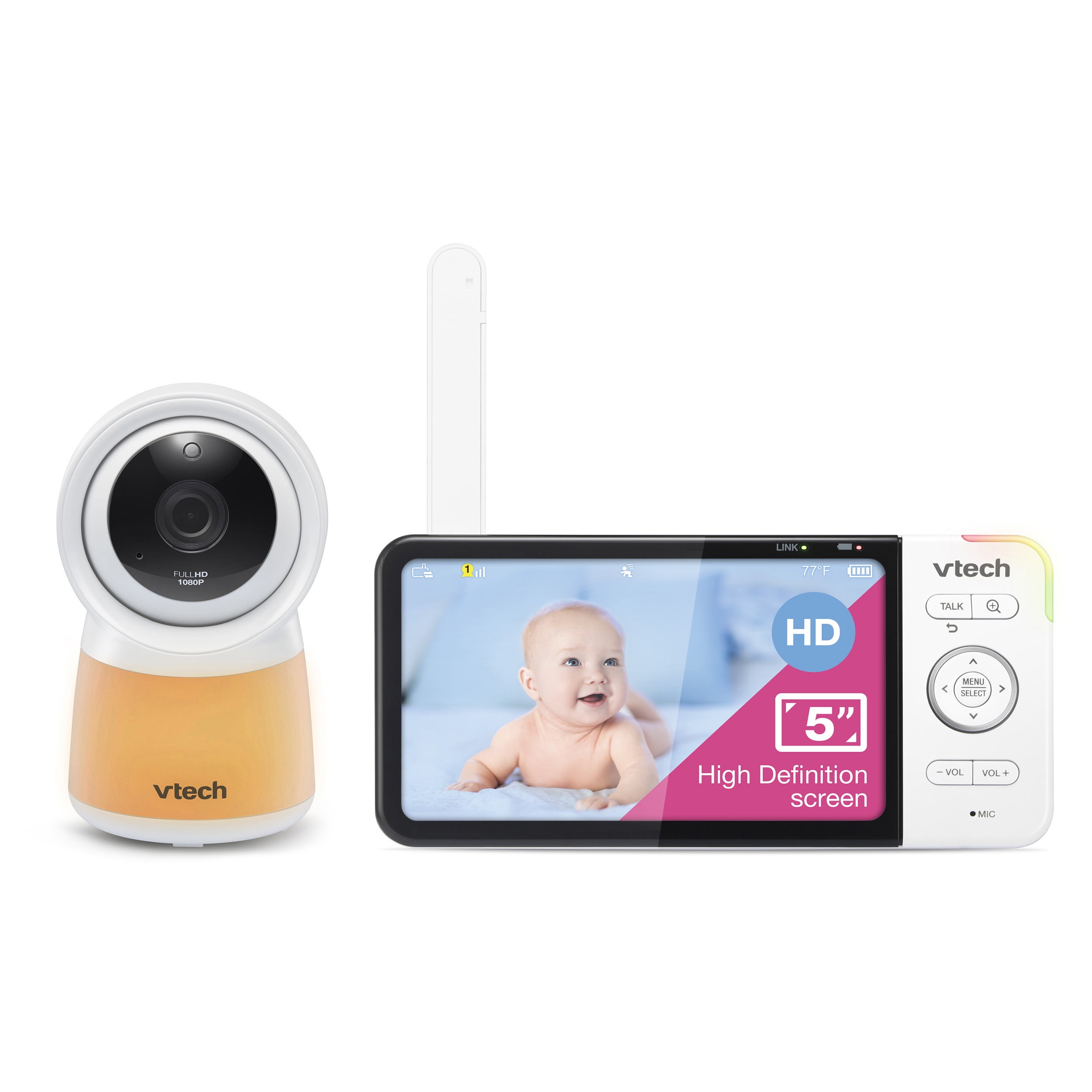 VTech Smart Wi-Fi Video Baby Monitor with 5 High Definition Display and  1080p HD Camera, Built-in night light, RM5754HD (White)