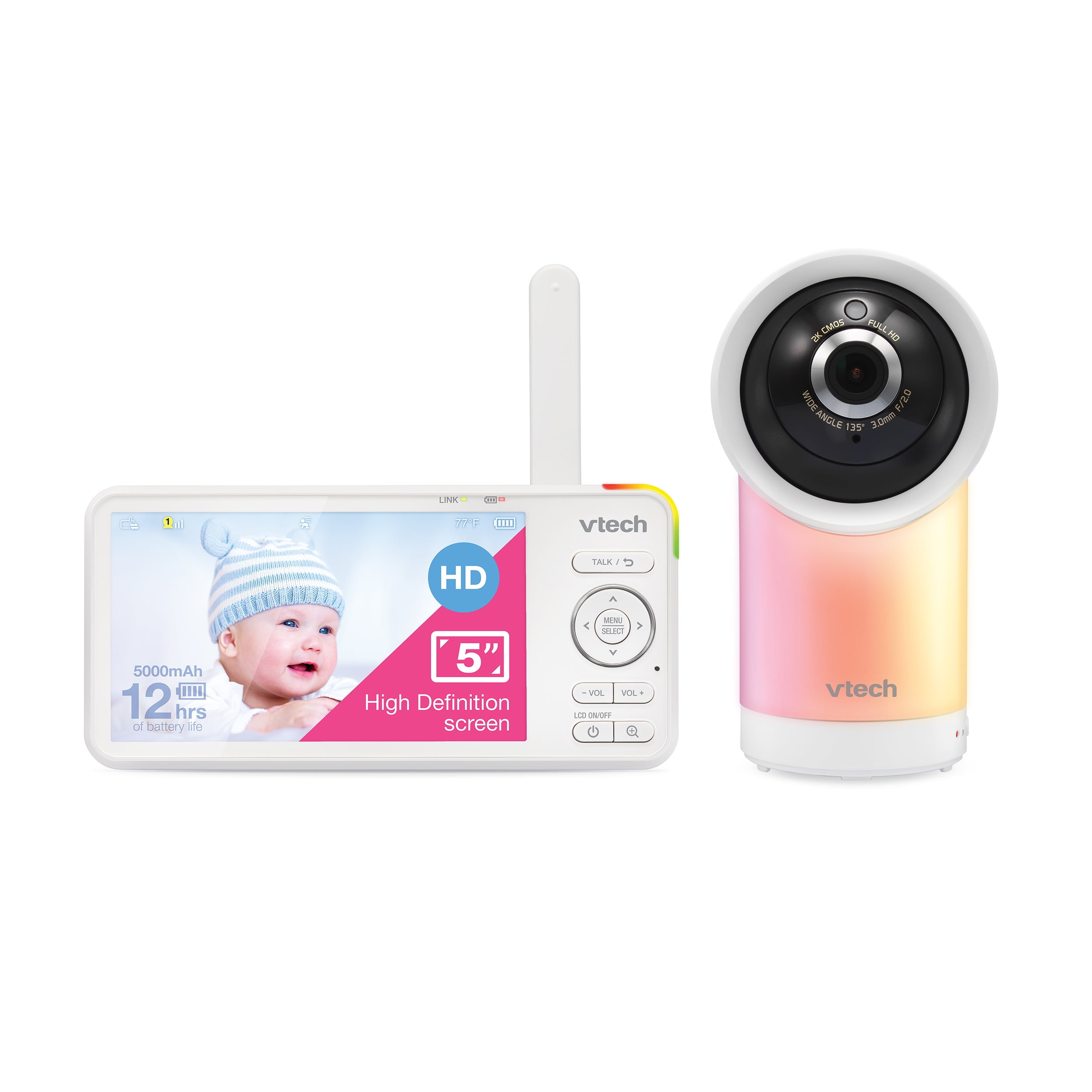 Momcozy Video Baby Monitor, 1080P 5 HD Baby Monitor with Camera and Audio,  Infrared Night Vision, 5000mAh Battery, 2-Way Audio, Temperature Sensor