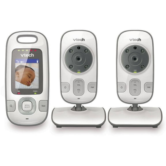 VTech VM312-2 Expandable Digital Video Baby Monitor with 2 Cameras and Automatic Night Vision, White