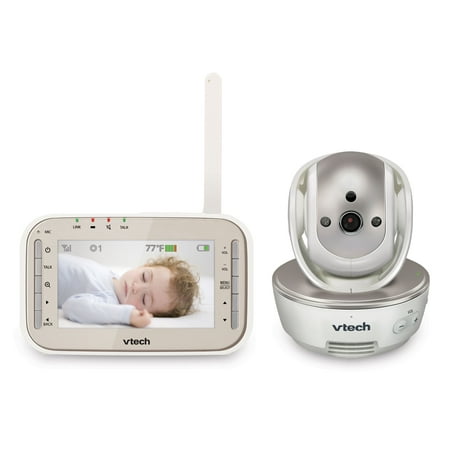 VTech VM343 Expandable Video Baby Monitor with Pan & Tilt Camera and Automatic Night Vision, White